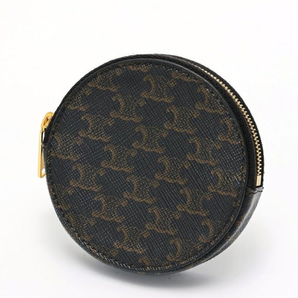 CELINE Round Coin Case 10D22 Triomphe Canvas Brown S-157815 - Picture 1 of 7